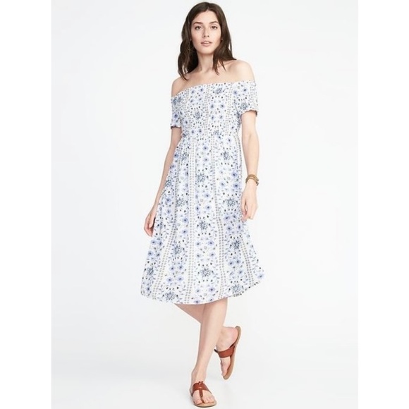 Old Navy Dresses Old Navy Floral Smocked Offtheshoulder Dress Poshmark